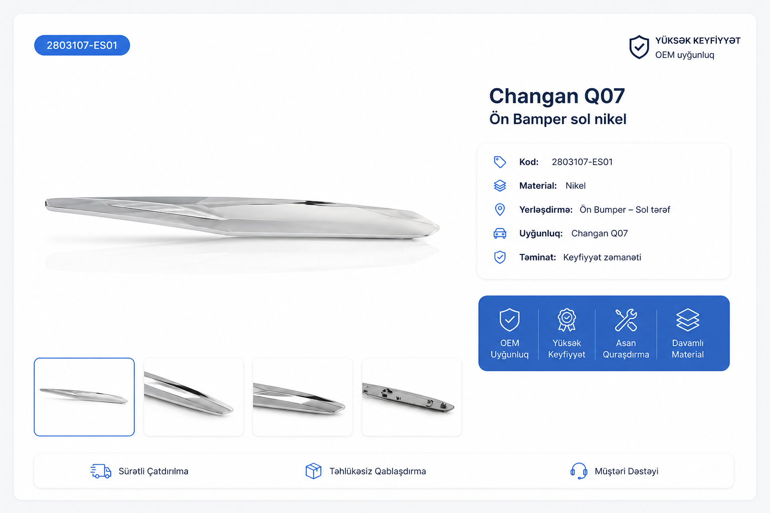 Changan Q07 Ön Bamper sol nikel 2803107-ES01